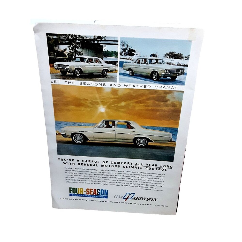 1965 GM Harrison Olds Buick Climate Control Car Original Print Ad vintage